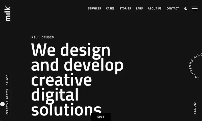 Screenshot of Milk Studio website